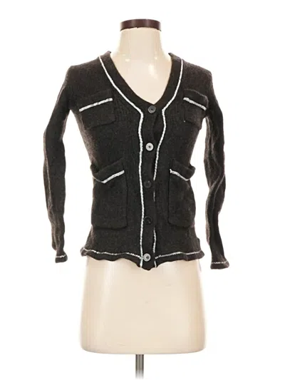 Pre-owned Theory Wool Cardigan Sweater In Black