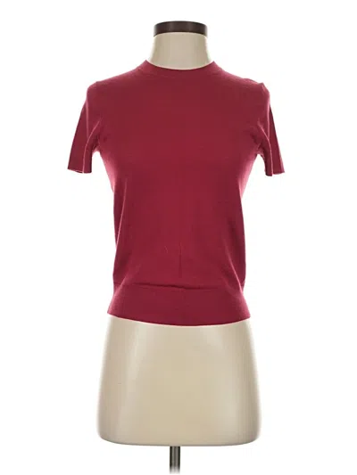 Pre-owned Theory Wool Cardigan Sweater In Burgundy