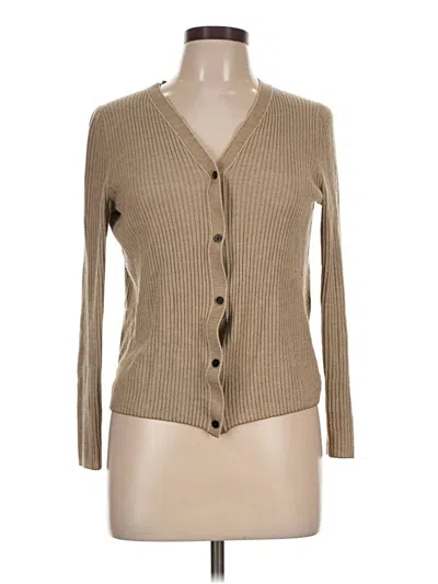 Pre-owned Theory Wool Cardigan Sweater In Tan