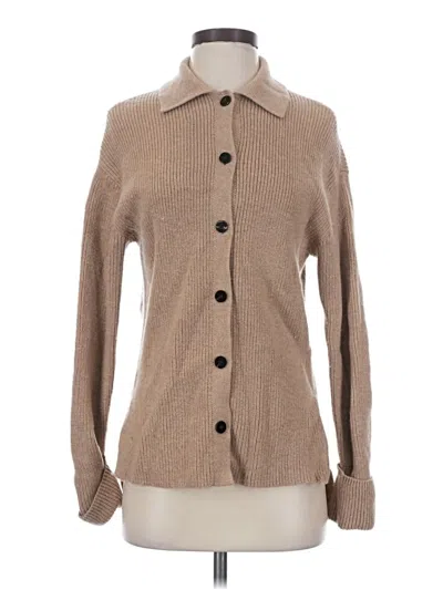 Pre-owned Theory Wool Cardigan Sweater In Tan