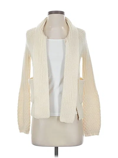 Pre-owned Theory Wool Cardigan Sweater In White