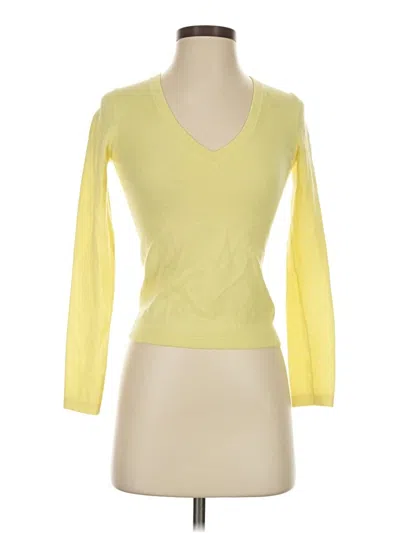 Pre-owned Theory Wool Cardigan Sweater In Yellow