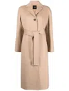 Theory Wool-cashmere Belted-waist Coat In Pink