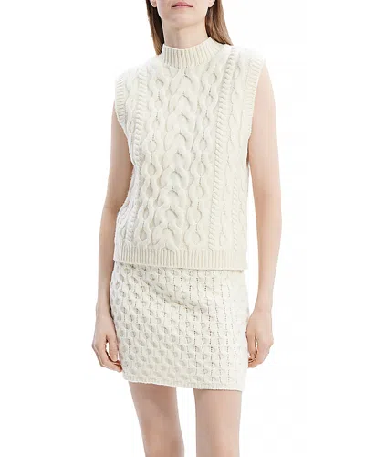 Theory Sweater Vest In Rounded Cotton In Natural