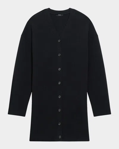 Theory Wool-cashmere Cardigan Dress In Black