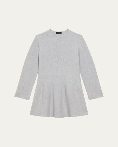 Theory Wool-cashmere Flounce Dress In Grey