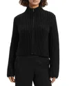 Theory Wool Cashmere Zip Front Cardigan In Black