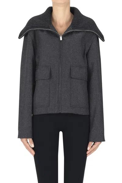 Theory Wool Cloth Jacket In Charcoal