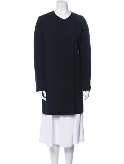 Pre-owned Theory Wool Coat In Blue