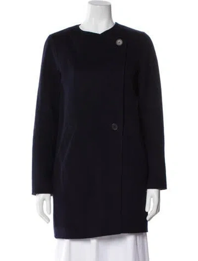 Pre-owned Theory Wool Coat In Blue