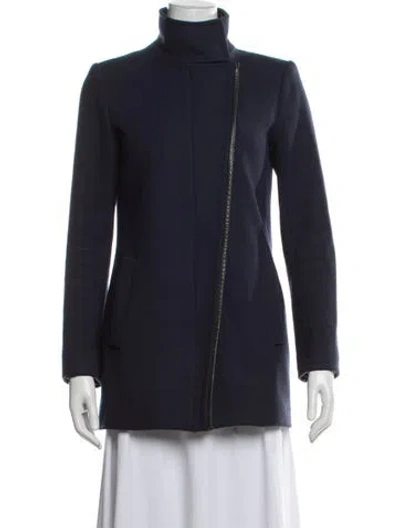 Pre-owned Theory Wool Coat In Blue