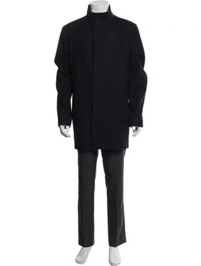 Pre-owned Theory Wool Coat In Blue