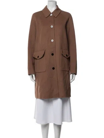 Pre-owned Theory Wool Coat In Brown