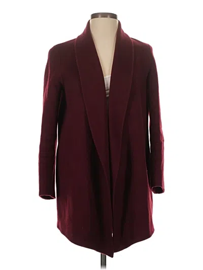 Pre-owned Theory Wool Coat In Burgundy