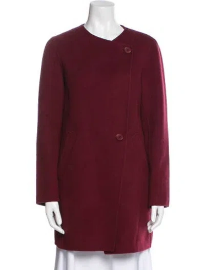 Pre-owned Theory Wool Coat In Burgundy