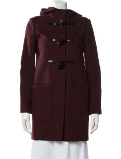 Pre-owned Theory Wool Coat In Burgundy