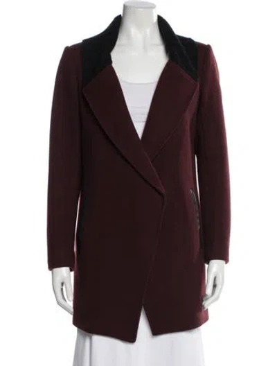 Pre-owned Theory Wool Coat In Burgundy