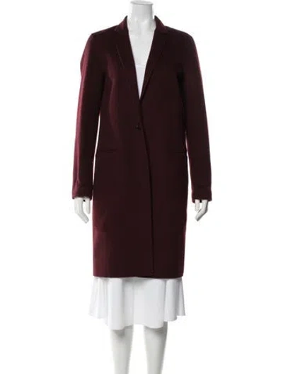 Pre-owned Theory Wool Coat In Burgundy