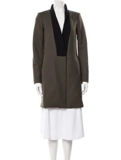 Pre-owned Theory Wool Coat In Green