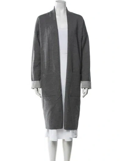 Pre-owned Theory Wool Coat In Grey