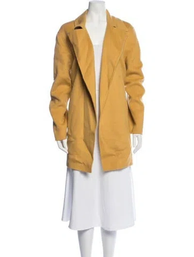 Pre-owned Theory Wool Coat In Yellow