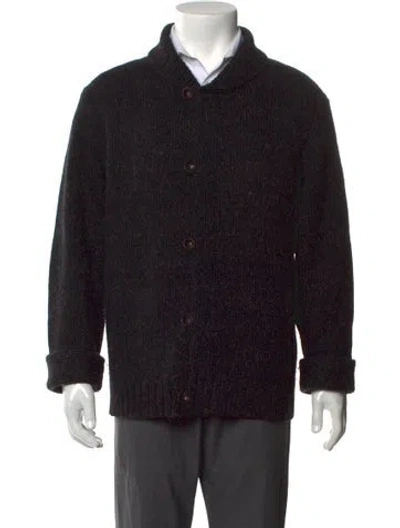 Pre-owned Theory Wool Collar Cardigan In Black