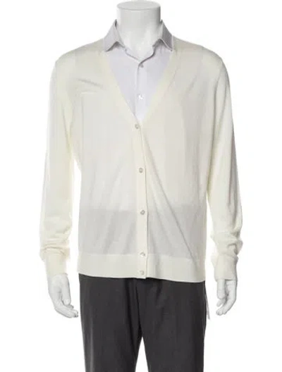 Pre-owned Theory Wool Collar Cardigan In Neutral