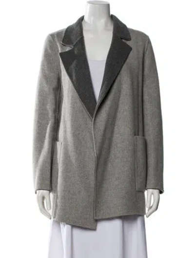 Pre-owned Theory Wool Colorblock Pattern Coat In Gray