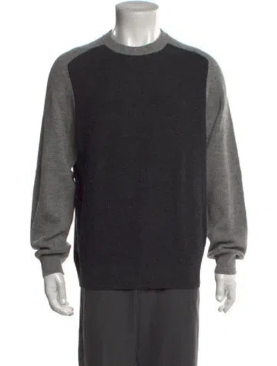 Pre-owned Theory Wool Colorblock Pattern Pullover In Black