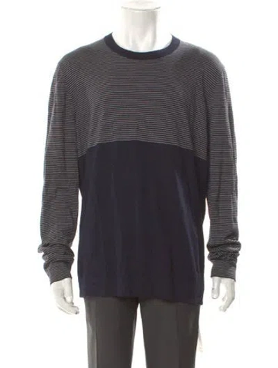 Pre-owned Theory Wool Colorblock Pattern Pullover In Gray