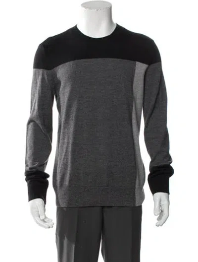 Pre-owned Theory Wool Colorblock Pattern Pullover In Gray