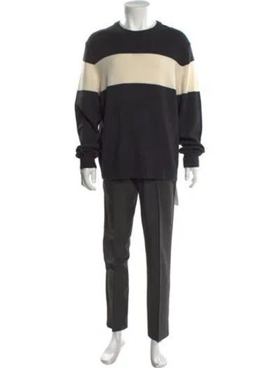 Pre-owned Theory Wool Colorblock Pattern Pullover W/ Tags In Gray