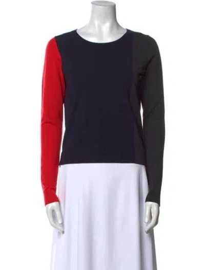 Pre-owned Theory Wool Colorblock Pattern Sweater In Blue