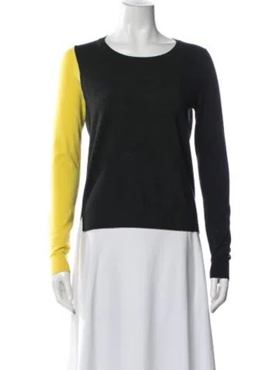 Pre-owned Theory Wool Colorblock Pattern Sweater In Blue