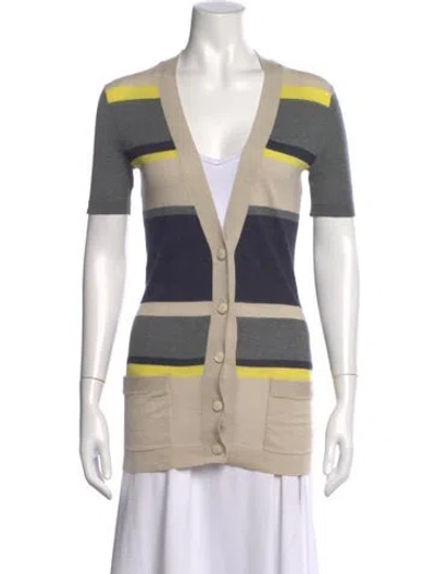 Pre-owned Theory Wool Colorblock Pattern Sweater In Gray