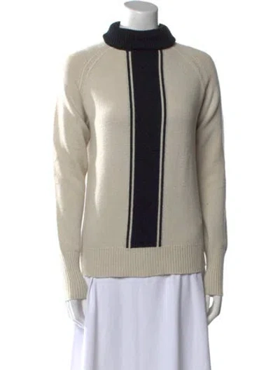 Pre-owned Theory Wool Colorblock Pattern Sweater In Neutral