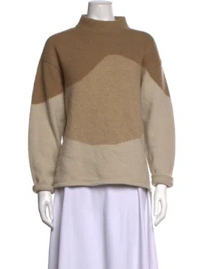 Pre-owned Theory Wool Colorblock Pattern Sweater In Neutrals