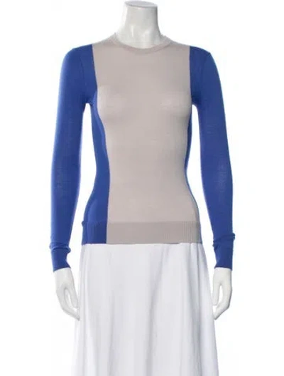 Pre-owned Theory Wool Colorblock Pattern Sweater In White