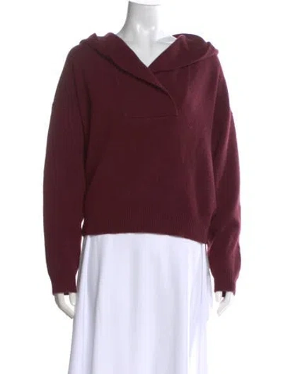 Pre-owned Theory Wool Cowl Neck Sweater In Burgundy