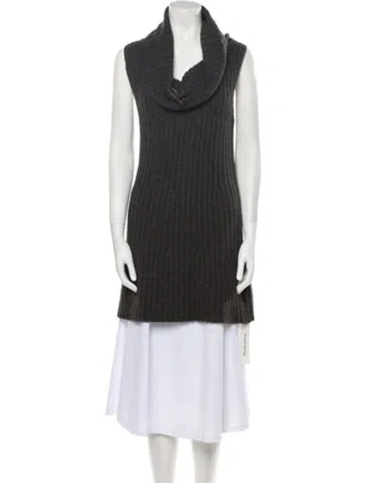 Pre-owned Theory Wool Cowl Neck Sweater In Gray