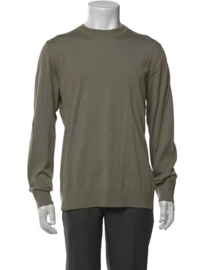 Pre-owned Theory Wool Crew Neck Pullover In Green