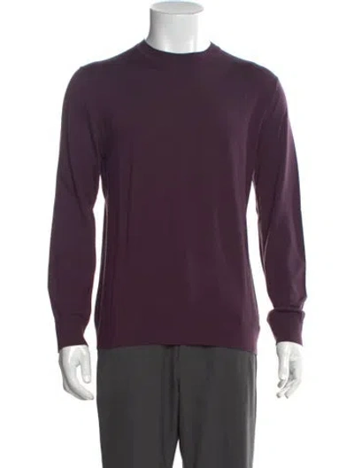 Pre-owned Theory Wool Crew Neck Pullover In Purple