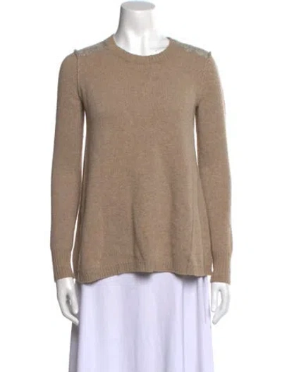 Pre-owned Theory Wool Crew Neck Sweater In Brown
