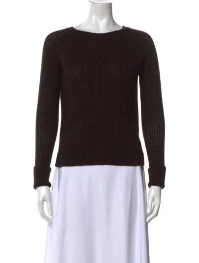Pre-owned Theory Wool Crew Neck Sweater In Brown