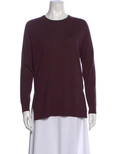 Pre-owned Theory Wool Crew Neck Sweater In Burgundy