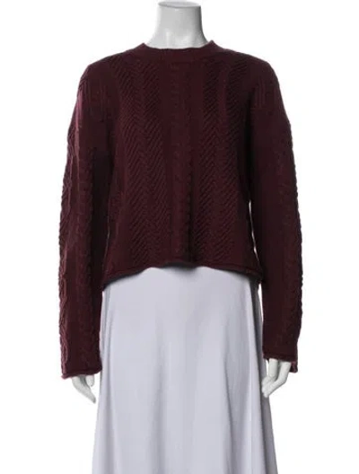 Pre-owned Theory Wool Crew Neck Sweater In Burgundy