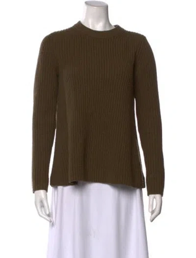 Pre-owned Theory Wool Crew Neck Sweater In Green