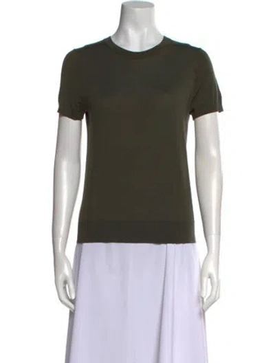 Pre-owned Theory Wool Crew Neck Sweater In Green