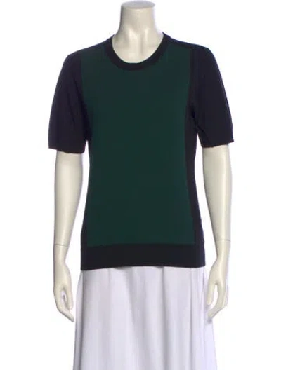 Pre-owned Theory Wool Crew Neck Sweater In Green