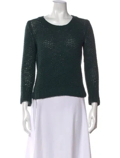 Pre-owned Theory Wool Crew Neck Sweater In Green